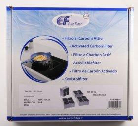 Eurofilter Carbon Filter - Fks111 Activated Carbon Filter 4 Pieces 96x96x40cm Alternative For Elica-electrolux Kit0120952a-4055499638