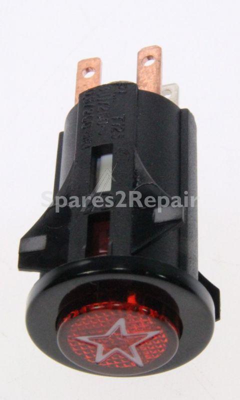 Power Switch - C00031883 482000026191 Push Button + Pilot Lamp Black [Whirlpool Indesit]