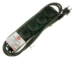 Brennenstuhl Four-way Trailing Socket - Four-way Trailing Socket Ip44 Outdoor Black 2m