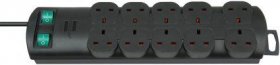 10 Way Socket Outlet Switch - Primera-line Ext.socket 10-way 2m 05vv-f 3g1,25 Each 5 Socket Switched Uk