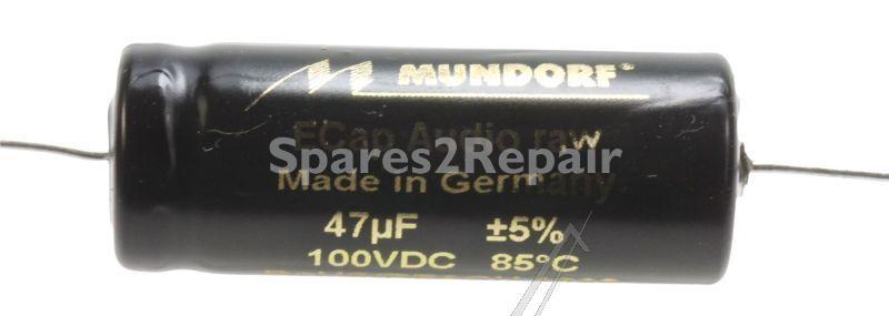 Mundorf 100v Axial Electrolytic 85 Deg - 47uf-100v Audio Elcap Axial 85° 14x37mm Bipolar Raw