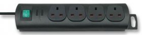 Brennenstuhl 4 Way Socket Outlet Switch - Primera-line 4 Way Black Switched Extension Lead 1,5m 05vv-f 3g1,25 Gb